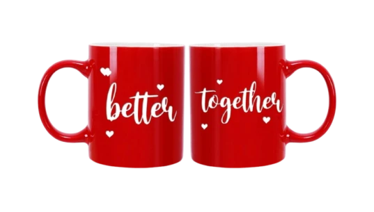 Romantic Couple Mug Set - Red/White