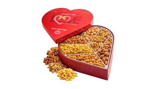 Valentines Day Mixed Nuts Heart Shaped Gift Basket