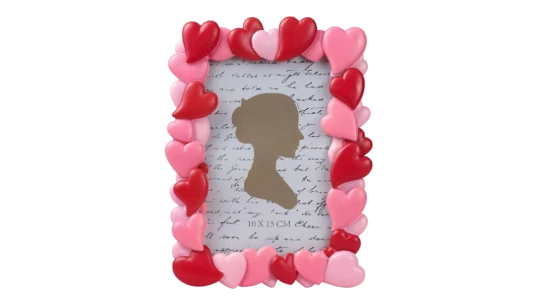 3D Embossed Heart Pattern Resin Card Frame - Red Pink