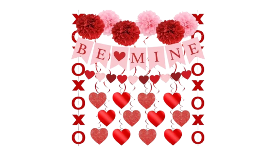 Valentines Day Decor Set Pre-Assembled Hanging Heart Swirls