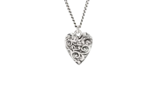 Arabesque Heart Pendant Necklace - Sterling Silver