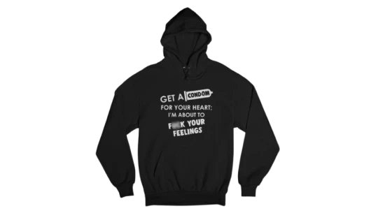 Get A Condom For Your Heart Hoodie - Black/White
