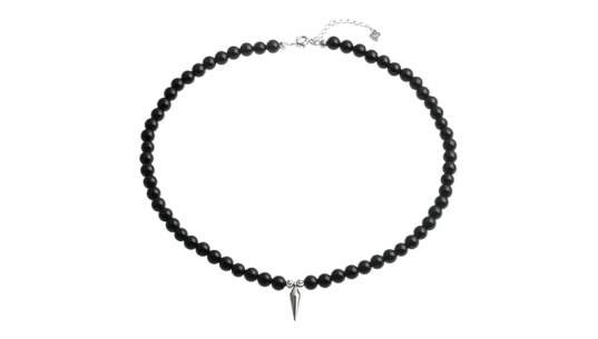 Round Beads Strand Spike Choker - Black Onyx 