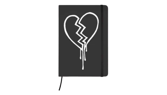 Broken Heart A5 Hardcover Ruled Notebook - Black