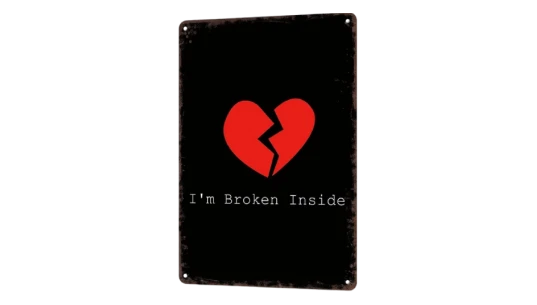Vintage Metal Sign Broken Heart