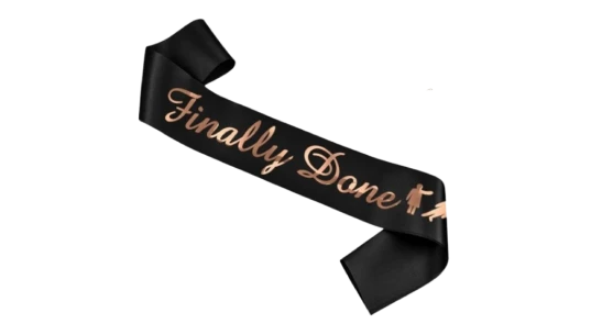 Finally Done Sash - Black/Gold