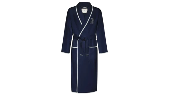 Logo-Embroidered Bathrobe - Navy Blue/White