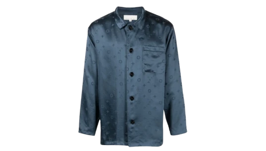 Jacquard Silk Pyjama Top - Blue