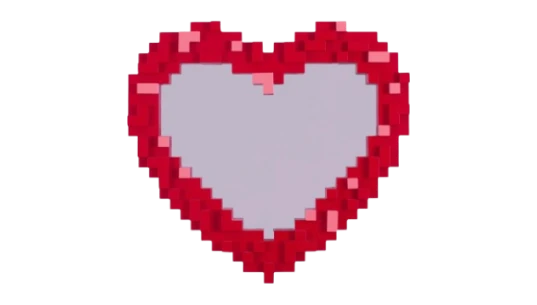 Heart-Shaped Pixelated Mirror - Red/Pink