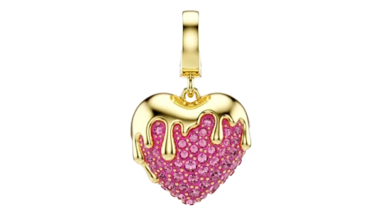 Idyllia Charm - Round Cut Heart - Pink/Gold-Tone Plated