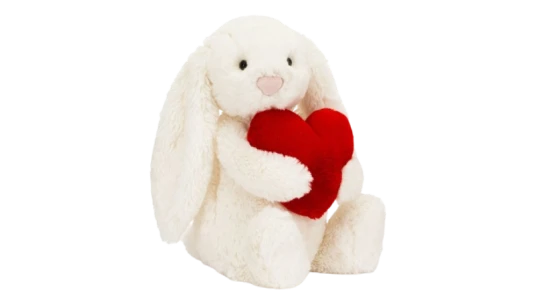 Bashful Red Love Heart Bunny Plush