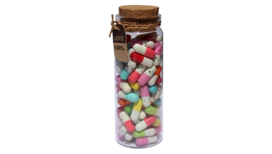 Valentines Day Gift Capsule Notes Pills in a Glass Bottle