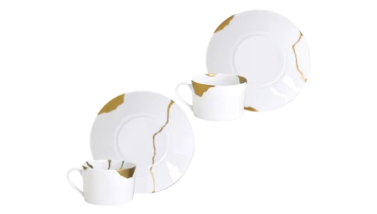 Kintsugi Breakfast Cups and Saucers Set of 2