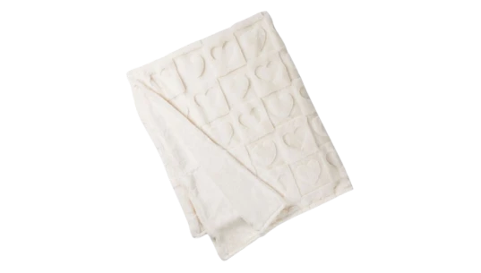 Heart Pattern Plush Throw Blanket 50x60cm - Cream