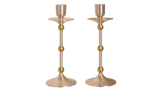 Medium Silver-Plated Cilia Candlestick Holder 25cm - Silver