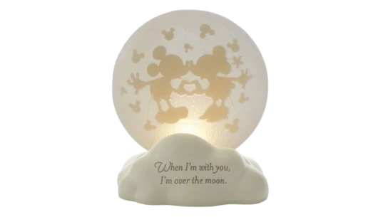 Mickey Mouse and Minnie Mouse Moon Figurine With Light