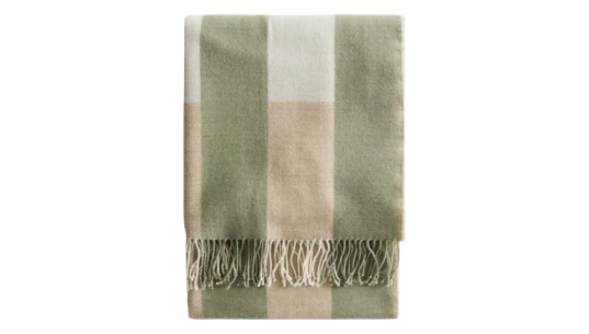 Jacquard-Weave Blanket - Khaki green/Checked