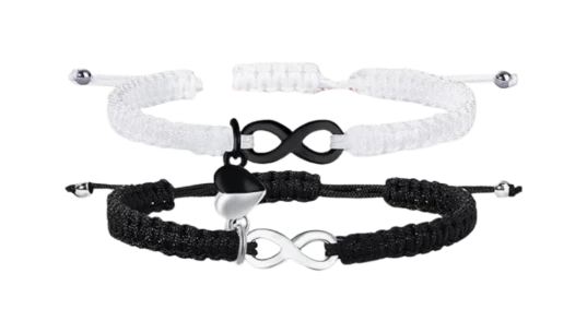Valentines Day Matching Bracelets - Black/White