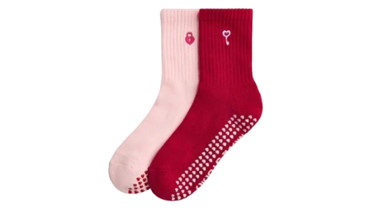 2-Pack Anti-Slip Sports Socks - Pink/Red