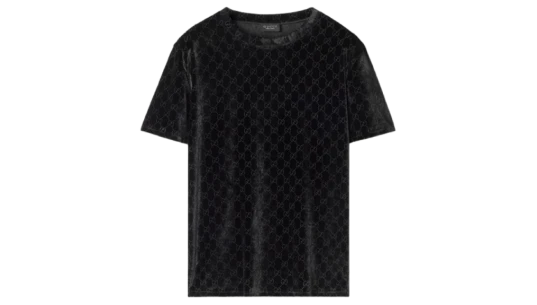 GG Stretch Velvet Devoré T-Shirt - Black
