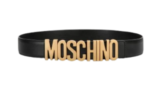 Belt in Leather with Logo - Black