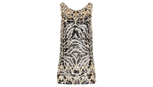 Crystal-Embellished Sequinned Minidress - Black/White