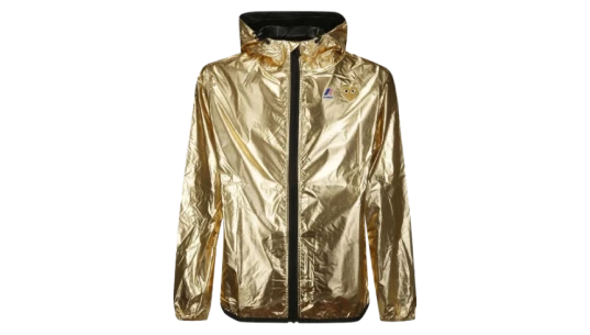 Heart-Patch Metallic Hooded Jacket - Gold-Tone