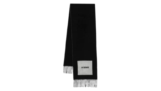 The Rond Carré Fringed Logo Scarf - Black