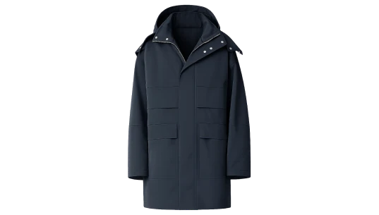 Bonded Tech Wool Hooded Parka - Navy