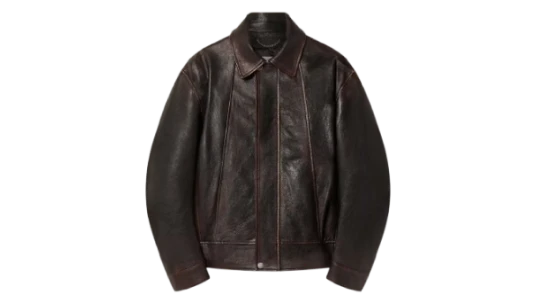 Bomber Jacket in Nappa Leather - Burgundy