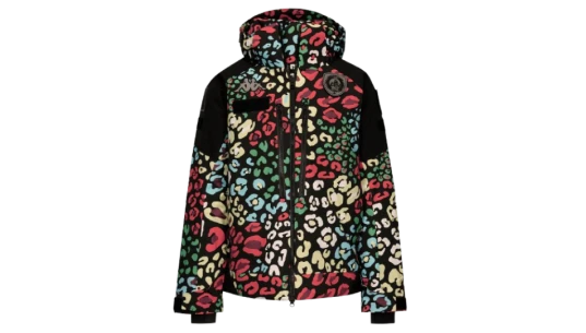 Padded Ski Jacket with Hood - Black/White/Orange
