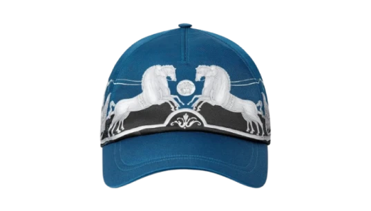 Horse-Print Baseball Cap - Blue