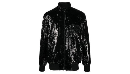 Sequinned Bomber Jacket - Black