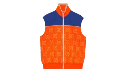 Removable Sleeve GG Jacquard Jacket - Orange/Blue