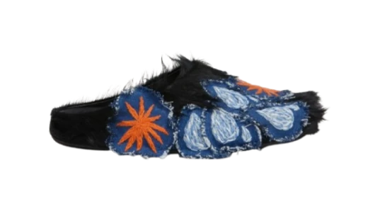 Embroidered Mules - Black/Blue/Orange
