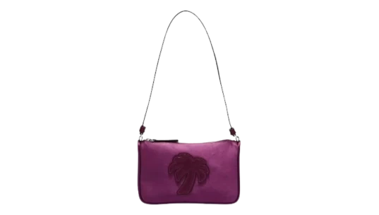 Satin Palm Shoulder Bag Purple