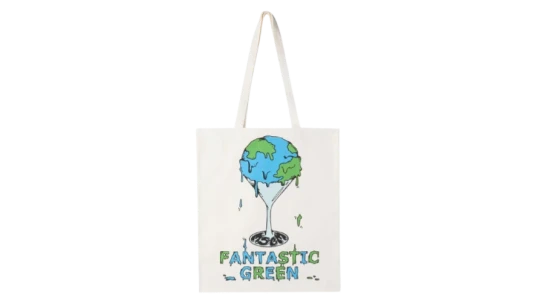 Graphic-Print Tote Bag - White/Blue/Green/Black