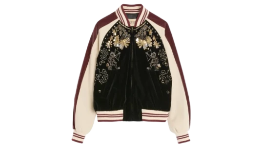 Embroided Bomber Jacket - Black/Brown/White