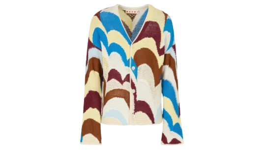 Patterned Knitted Cardigan - Multicolor