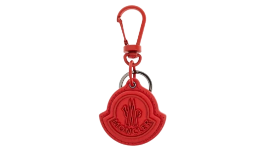 Logo-Embossed Leather Keyring - Red