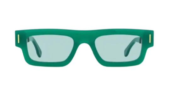Low-Profile Rectangular Sunglasses - Green