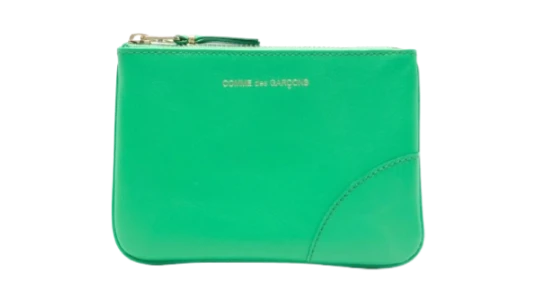 Classic Calf Leather Wallet - Emerald Green/Off-White