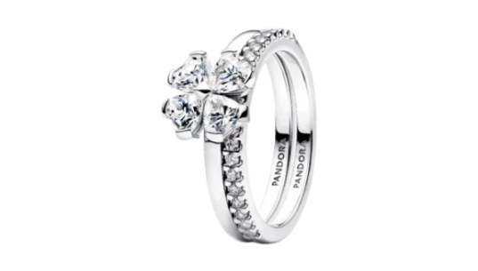 Sparkling Lucky Clover Splittable Ring - Sterling Silver