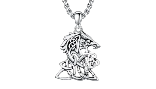 Celtic Wolf Knot Necklace - Sterling Silver