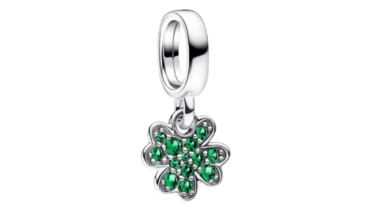 Four Leaf Clover Dangle Charm - Sterling Silver