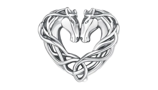 Double Horse Celtic Knot Charm - Sterling Silver