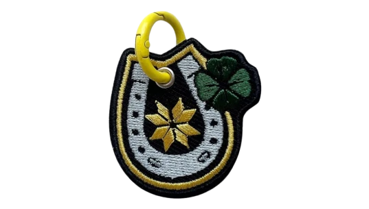 Good Luck Horseshoe Clover Embroidery Keychain
