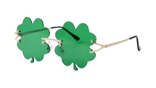 St. Patricks Day Four Leaf Shamrock Sunglasses - Green
