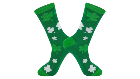 St. Patricks Day Shamrock Socks - Green/White