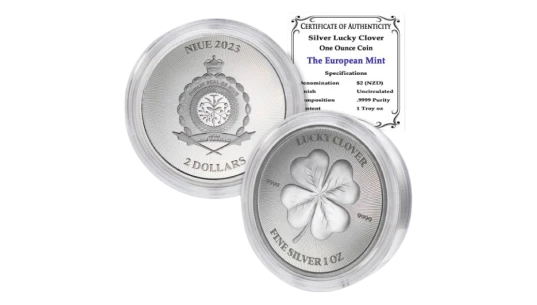 Silver Lucky Clover Coin Brilliant Uncirculated